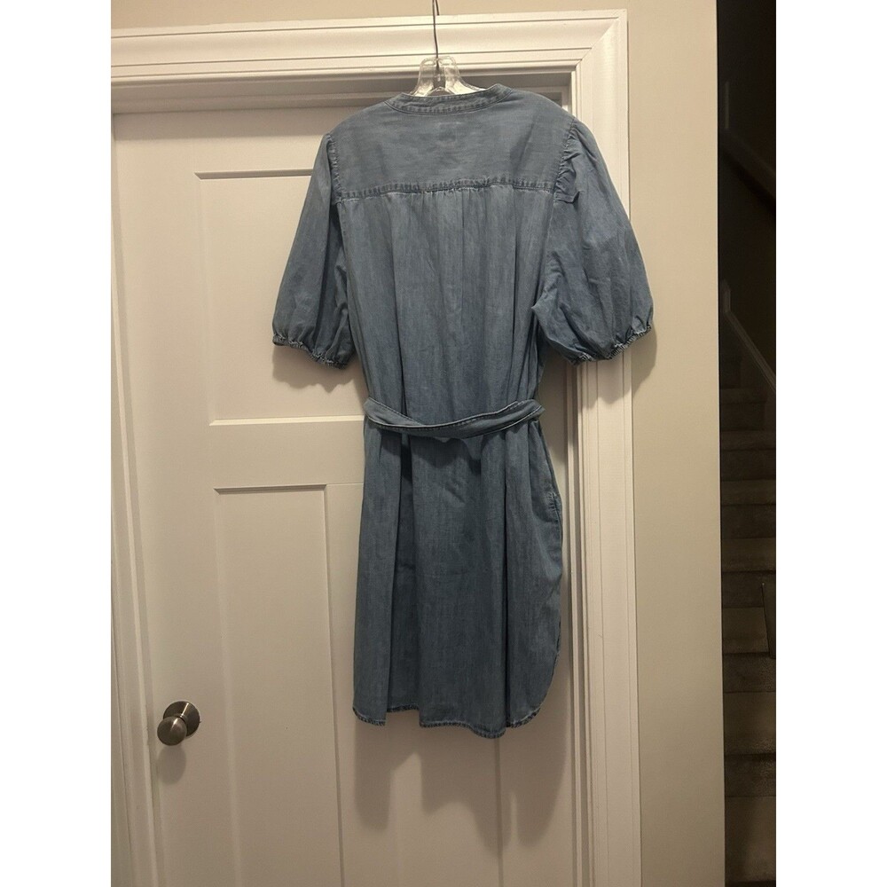 NWT $79 GAP Puff-Sleeve Denim Shirt Dress in Light Wash Blue Women’s XXL Tall - Picture 7 of 12